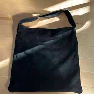 MANGO Black Suede Bucket Bag